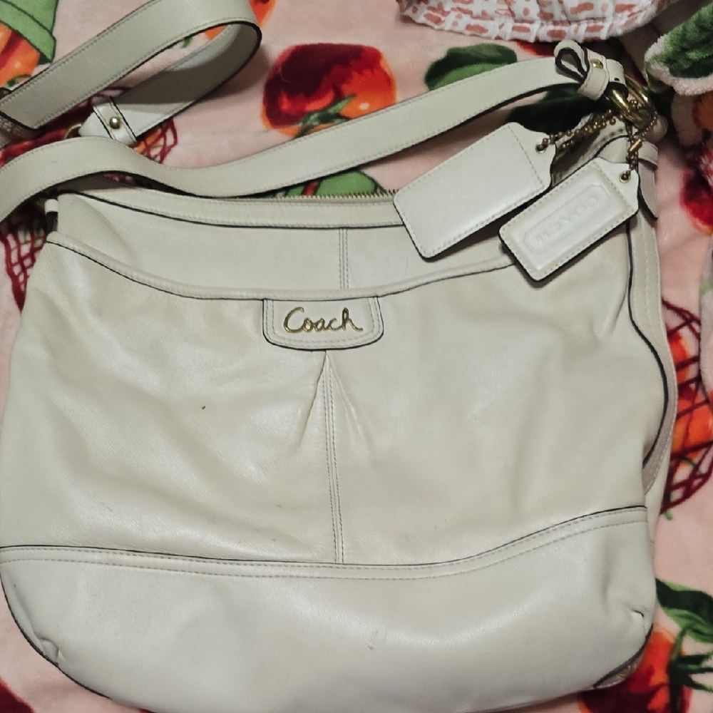 Coach Cream Leather Hobo Shoulder Bag